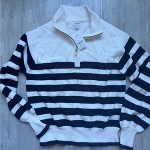 NWT J. Crew women’s Zip-Up Sweater - Navy and White Stripes